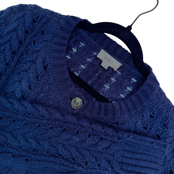 Loft Outlet Sweaters - Loft Outlet Classic Cable Knit Navy Blue Cardigan XL
